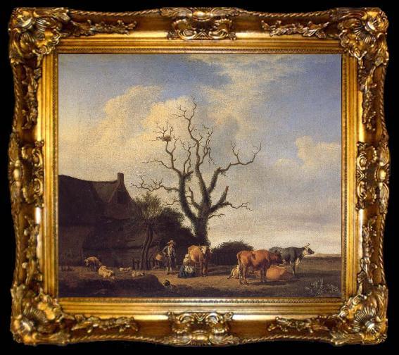 framed  VELDE, Adriaen van de A Farm with a Dead Tree, ta009-2